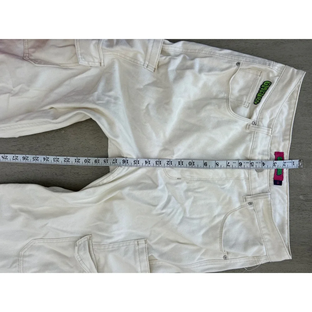 Empyre Tori Off White Baggy Skate Pants Mens 33 Cream Denim Cargo Y2K Streetwear